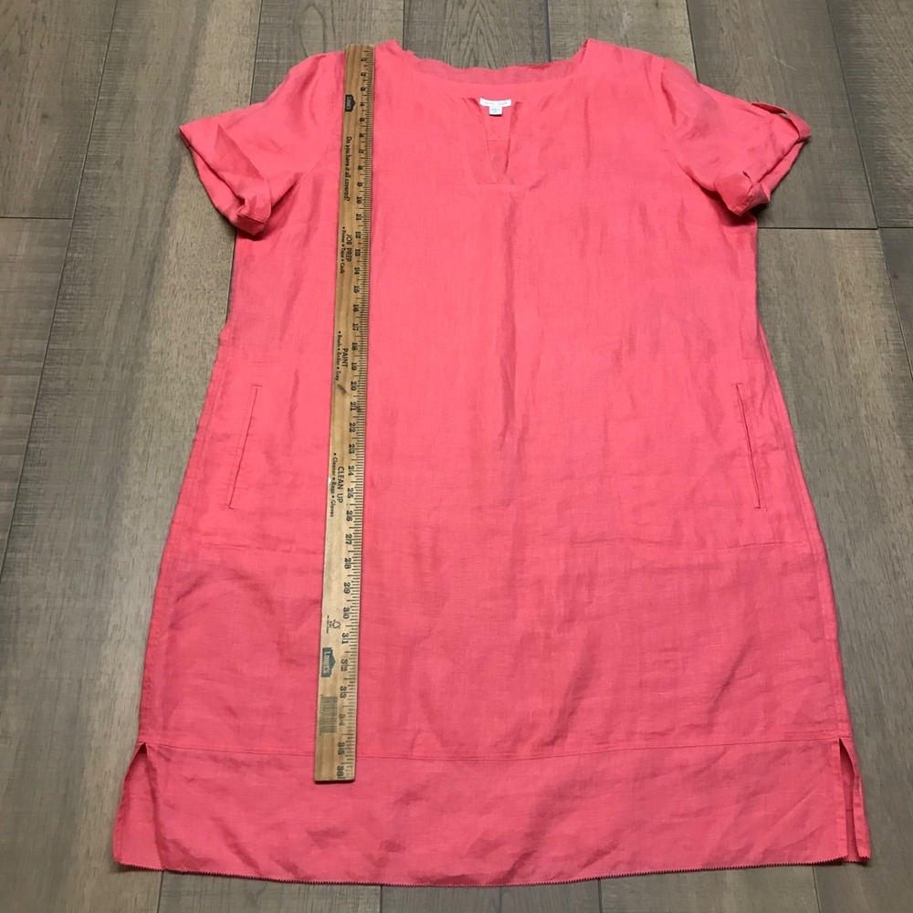 J. Jill Love Linen Shift Dress Womens Size XL Pink Short Sleeve V-Neck Summer - Picture 11 of 12